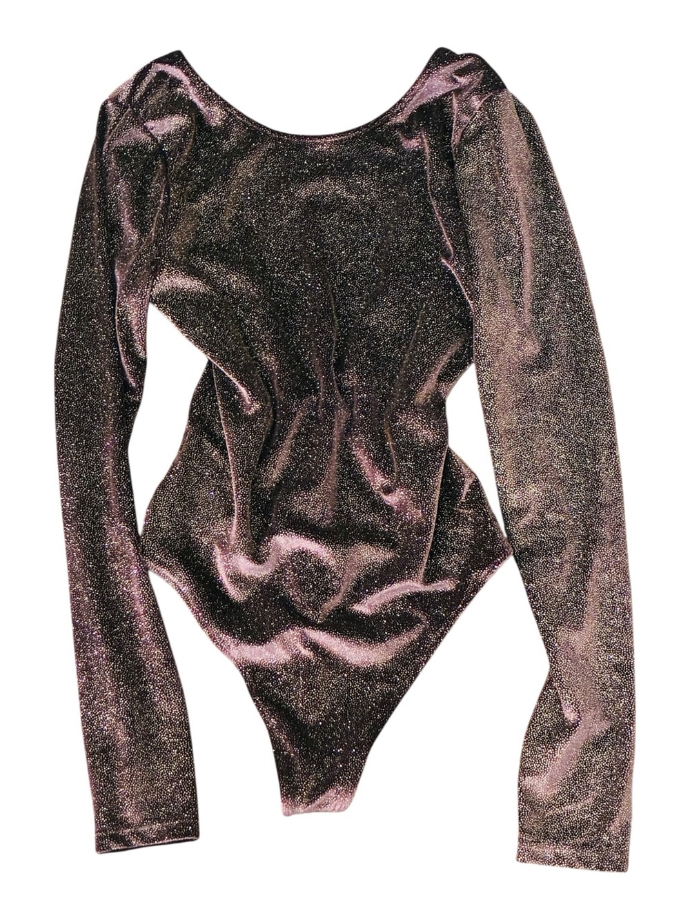 Victoria’s Secret Sport-Purple Velvet Glitter Long-Sleeve Bodysuit